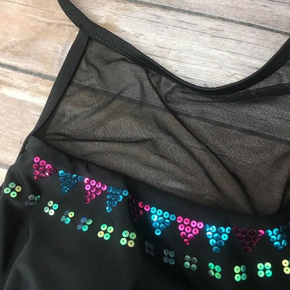 Plus Size Mesh Yoke Sequin Embellished Tankini Top - Picture 6 of 9